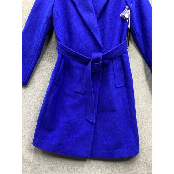 Worthington Womens Wool Blend Robe Coat Belted Cobalt Blue Size Small New - Picture 13 of 16